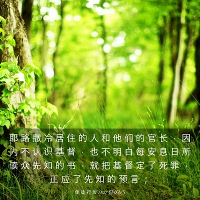 Picture 03 - 使 徒 行 传 13:27 CUVS - 耶 路 撒 冷 居 住 的 人 和 他 们 的 - Bible Verse Picture
