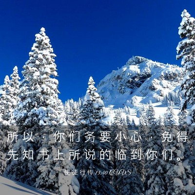 Picture 03 - 使 徒 行 传 13:40 CUVS - 所 以 ， 你 们 务 要 小 心 ， 免 得 - Bible Verse Picture