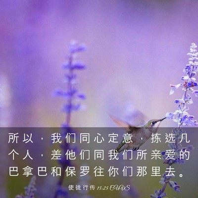 Picture 03 - 使 徒 行 传 15:25 CUVS - 所 以 ， 我 们 同 心 定 意 ， 拣 选 - Bible Verse Picture