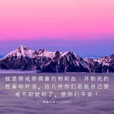 Picture 03 - 使 徒 行 传 15:29 CUVS - 就 是 禁 戒 祭 偶 像 的 物 和 血 ， - Bible Verse Picture