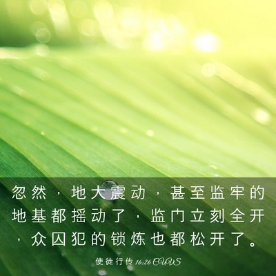 Picture 03 - 使 徒 行 传 16:26 CUVS - 忽 然 ， 地 大 震 动 ， 甚 至 监 牢 - Bible Verse Picture