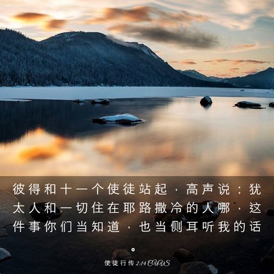 Picture 03 - 使 徒 行 传 2:14 CUVS - 彼 得 和 十 一 个 使 徒 站 起 ， 高 - Bible Verse Picture