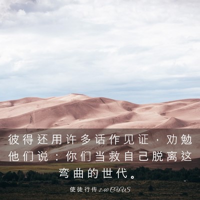 Picture 03 - 使 徒 行 传 2:40 CUVS - 彼 得 还 用 许 多 话 作 见 证 ， 劝 - Bible Verse Picture