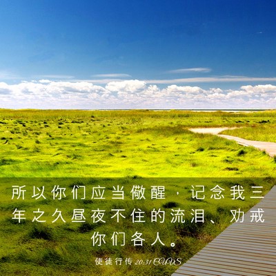Picture 03 - 使 徒 行 传 20:31 CUVS - 所 以 你 们 应 当 儆 醒 ， 记 念 我 - Bible Verse Picture