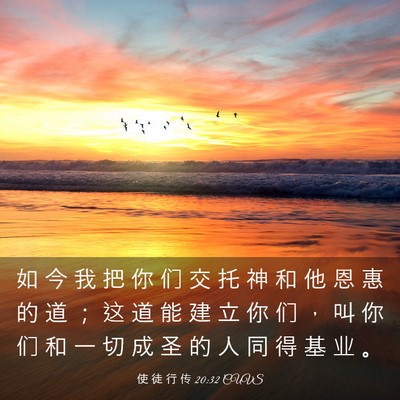 Picture 03 - 使 徒 行 传 20:32 CUVS - 如 今 我 把 你 们 交 托 神 和 他 恩 - Bible Verse Picture