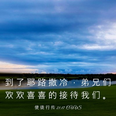Picture 03 - 使 徒 行 传 21:17 CUVS - 到 了 耶 路 撒 冷 ， 弟 兄 们 欢 欢 - Bible Verse Picture