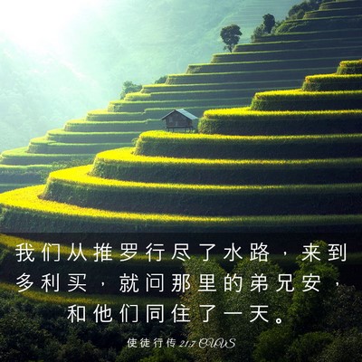 Picture 03 - 使 徒 行 传 21:7 CUVS - 我 们 从 推 罗 行 尽 了 水 路 ， 来 - Bible Verse Picture