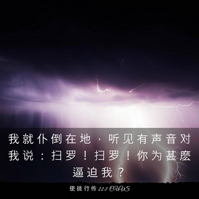 Picture 03 - 使 徒 行 传 22:7 CUVS - 我 就 仆 倒 在 地 ， 听 见 有 声 音 - Bible Verse Picture