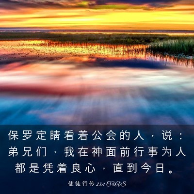 Picture 03 - 使 徒 行 传 23:1 CUVS - 保 罗 定 睛 看 着 公 会 的 人 ， 说 - Bible Verse Picture