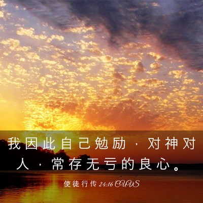 Picture 03 - 使 徒 行 传 24:16 CUVS - 我 因 此 自 己 勉 励 ， 对 神 对 人 - Bible Verse Picture