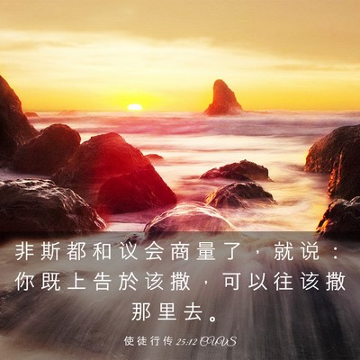 Picture 03 - 使 徒 行 传 25:12 CUVS - 非 斯 都 和 议 会 商 量 了 ， 就 说 - Bible Verse Picture