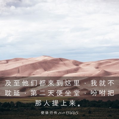 Picture 03 - 使 徒 行 传 25:17 CUVS - 及 至 他 们 都 来 到 这 里 ， 我 就 - Bible Verse Picture
