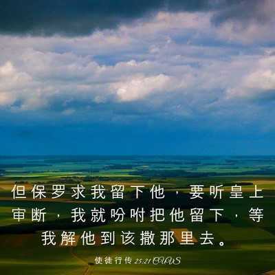 Picture 03 - 使 徒 行 传 25:21 CUVS - 但 保 罗 求 我 留 下 他 ， 要 听 皇 - Bible Verse Picture