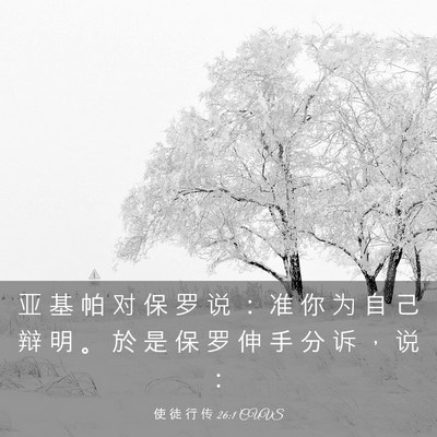 Picture 03 - 使 徒 行 传 26:1 CUVS - 亚 基 帕 对 保 罗 说 ： 准 你 为 自 - Bible Verse Picture