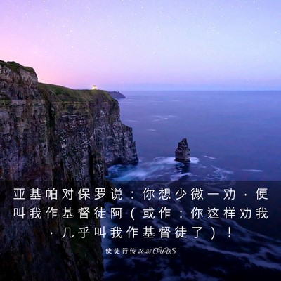 Picture 03 - 使 徒 行 传 26:28 CUVS - 亚 基 帕 对 保 罗 说 ： 你 想 少 微 - Bible Verse Picture