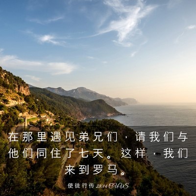 Picture 03 - 使 徒 行 传 28:14 CUVS - 在 那 里 遇 见 弟 兄 们 ， 请 我 们 - Bible Verse Picture