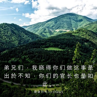 Picture 03 - 使 徒 行 传 3:17 CUVS - 弟 兄 们 ， 我 晓 得 你 们 做 这 事 - Bible Verse Picture