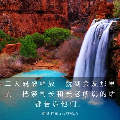 Picture 03 - 使 徒 行 传 4:23 CUVS - 二 人 既 被 释 放 ， 就 到 会 友 那 - Bible Verse Picture