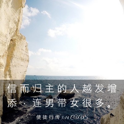 Picture 03 - 使 徒 行 传 5:14 CUVS - 信 而 归 主 的 人 越 发 增 添 ， 连 - Bible Verse Picture