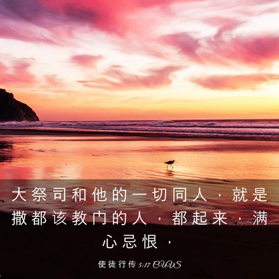 Picture 03 - 使 徒 行 传 5:17 CUVS - 大 祭 司 和 他 的 一 切 同 人 ， 就 - Bible Verse Picture