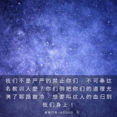 Picture 03 - 使 徒 行 传 5:28 CUVS - 我 们 不 是 严 严 的 禁 止 你 们 ， - Bible Verse Picture