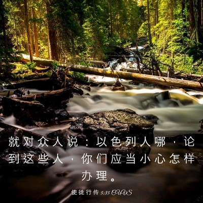 Picture 03 - 使 徒 行 传 5:35 CUVS - 就 对 众 人 说 ： 以 色 列 人 哪 ， - Bible Verse Picture