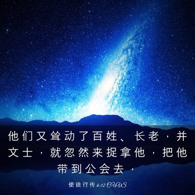 Picture 03 - 使 徒 行 传 6:12 CUVS - 他 们 又 耸 动 了 百 姓 、 长 老 ， - Bible Verse Picture