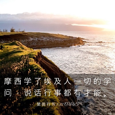 Picture 03 - 使 徒 行 传 7:22 CUVS - 摩 西 学 了 埃 及 人 一 切 的 学 问 - Bible Verse Picture