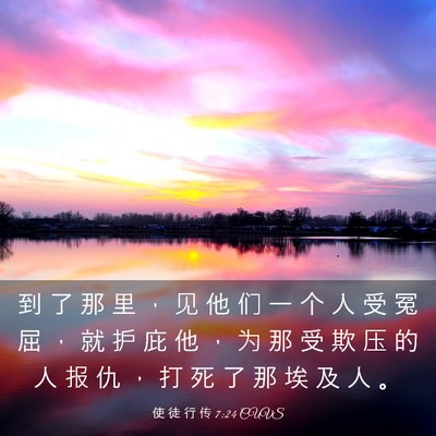 Picture 03 - 使 徒 行 传 7:24 CUVS - 到 了 那 里 ， 见 他 们 一 个 人 受 - Bible Verse Picture