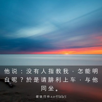 Picture 03 - 使 徒 行 传 8:31 CUVS - 他 说 ： 没 有 人 指 教 我 ， 怎 能 - Bible Verse Picture
