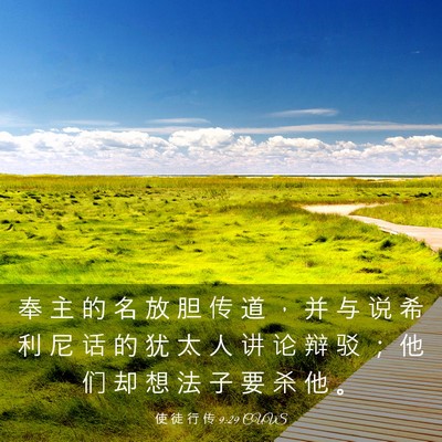 Picture 03 - 使 徒 行 传 9:29 CUVS - 奉 主 的 名 放 胆 传 道 ， 并 与 说 - Bible Verse Picture