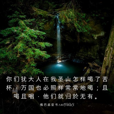 Picture 03 - 俄 巴 底 亚 书 1:16 CUVS - 你 们 犹 大 人 在 我 圣 山 怎 样 喝 - Bible Verse Picture