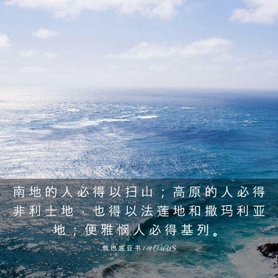 Picture 03 - 俄 巴 底 亚 书 1:19 CUVS - 南 地 的 人 必 得 以 扫 山 ； 高 原 - Bible Verse Picture