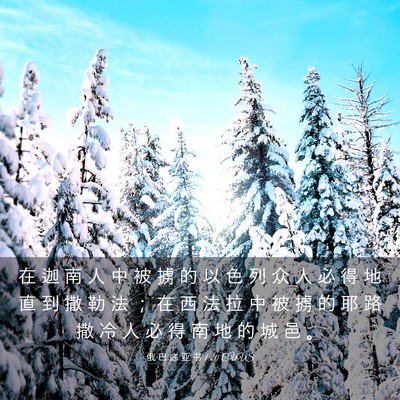 Picture 03 - 俄 巴 底 亚 书 1:20 CUVS - 在 迦 南 人 中 被 掳 的 以 色 列 众 - Bible Verse Picture