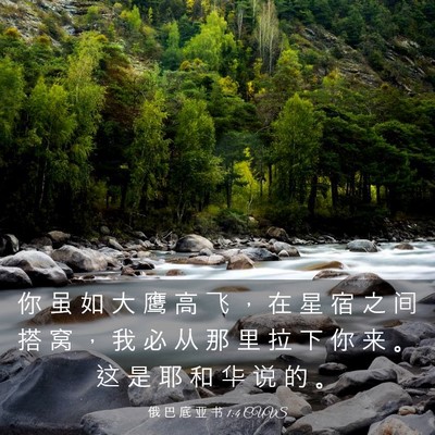 Picture 03 - 俄 巴 底 亚 书 1:4 CUVS - 你 虽 如 大 鹰 高 飞 ， 在 星 宿 之 - Bible Verse Picture