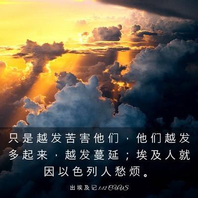 Picture 03 - 出 埃 及 记 1:12 CUVS - 只 是 越 发 苦 害 他 们 ， 他 们 越 - Bible Verse Picture