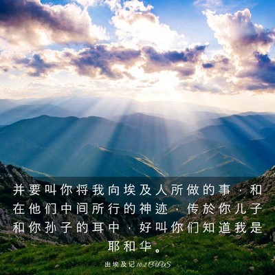 Picture 03 - 出 埃 及 记 10:2 CUVS - 并 要 叫 你 将 我 向 埃 及 人 所 做 - Bible Verse Picture