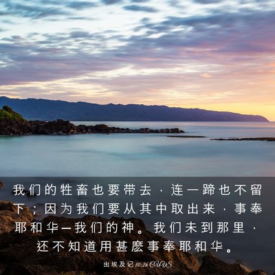 Picture 03 - 出 埃 及 记 10:26 CUVS - 我 们 的 牲 畜 也 要 带 去 ， 连 一 - Bible Verse Picture