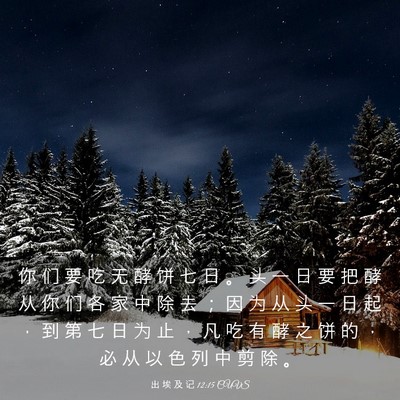 Picture 03 - 出 埃 及 记 12:15 CUVS - 你 们 要 吃 无 酵 饼 七 日 。 头 一 - Bible Verse Picture