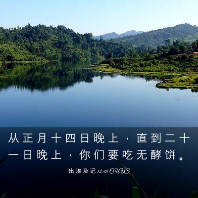 Picture 03 - 出 埃 及 记 12:18 CUVS - 从 正 月 十 四 日 晚 上 ， 直 到 二 - Bible Verse Picture