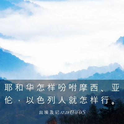 Picture 03 - 出 埃 及 记 12:28 CUVS - 耶 和 华 怎 样 吩 咐 摩 西 、 亚 伦 - Bible Verse Picture