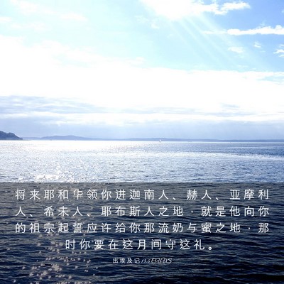 Picture 03 - 出 埃 及 记 13:5 CUVS - 将 来 耶 和 华 领 你 进 迦 南 人 、 - Bible Verse Picture