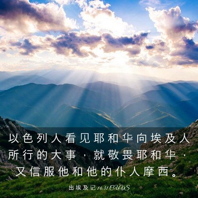 Picture 03 - 出 埃 及 记 14:31 CUVS - 以 色 列 人 看 见 耶 和 华 向 埃 及 - Bible Verse Picture