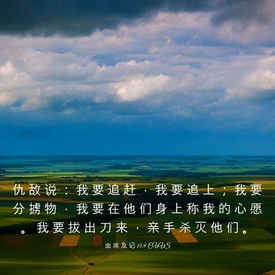 Picture 03 - 出 埃 及 记 15:9 CUVS - 仇 敌 说 ： 我 要 追 赶 ， 我 要 追 - Bible Verse Picture