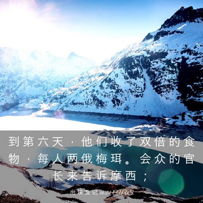 Picture 03 - 出 埃 及 记 16:22 CUVS - 到 第 六 天 ， 他 们 收 了 双 倍 的 - Bible Verse Picture