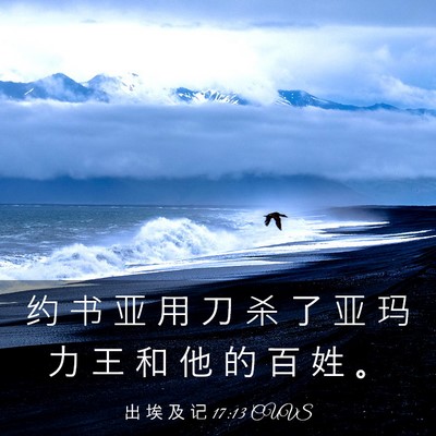 Picture 03 - 出 埃 及 记 17:13 CUVS - 约 书 亚 用 刀 杀 了 亚 玛 力 王 和 - Bible Verse Picture