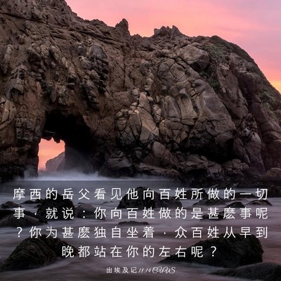 Picture 03 - 出 埃 及 记 18:14 CUVS - 摩 西 的 岳 父 看 见 他 向 百 姓 所 - Bible Verse Picture