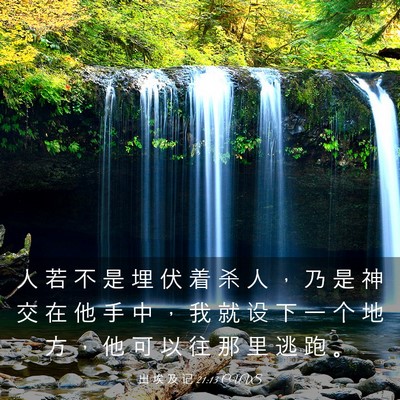 Picture 03 - 出 埃 及 记 21:13 CUVS - 人 若 不 是 埋 伏 着 杀 人 ， 乃 是 - Bible Verse Picture