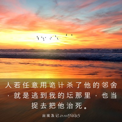 Picture 03 - 出 埃 及 记 21:14 CUVS - 人 若 任 意 用 诡 计 杀 了 他 的 邻 - Bible Verse Picture