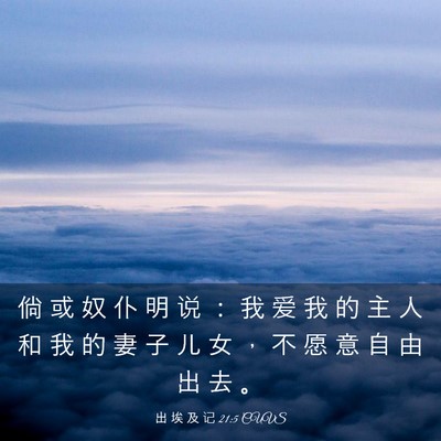 Picture 03 - 出 埃 及 记 21:5 CUVS - 倘 或 奴 仆 明 说 ： 我 爱 我 的 主 - Bible Verse Picture